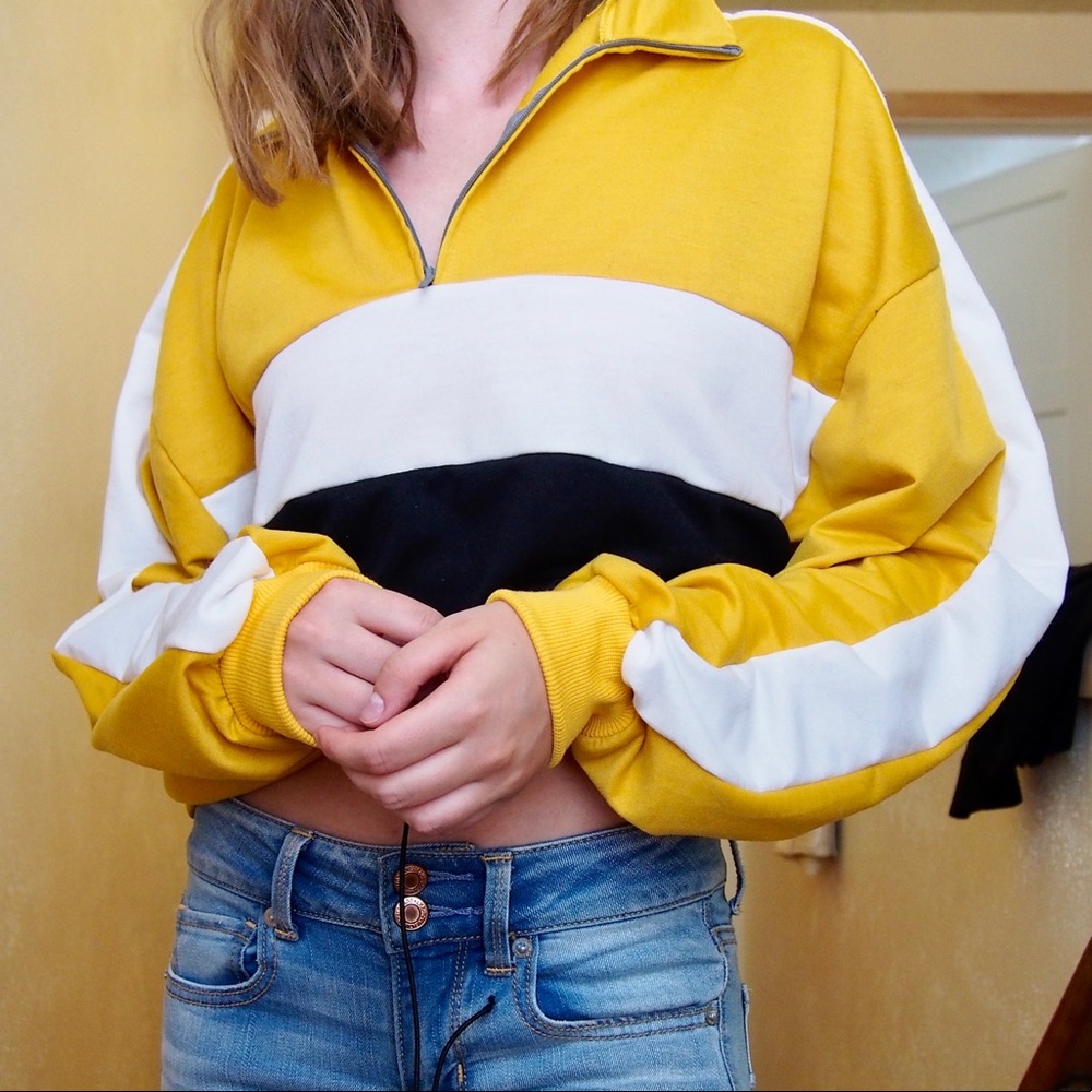 Romwe Oversized Long Sleeve Quarter Zip